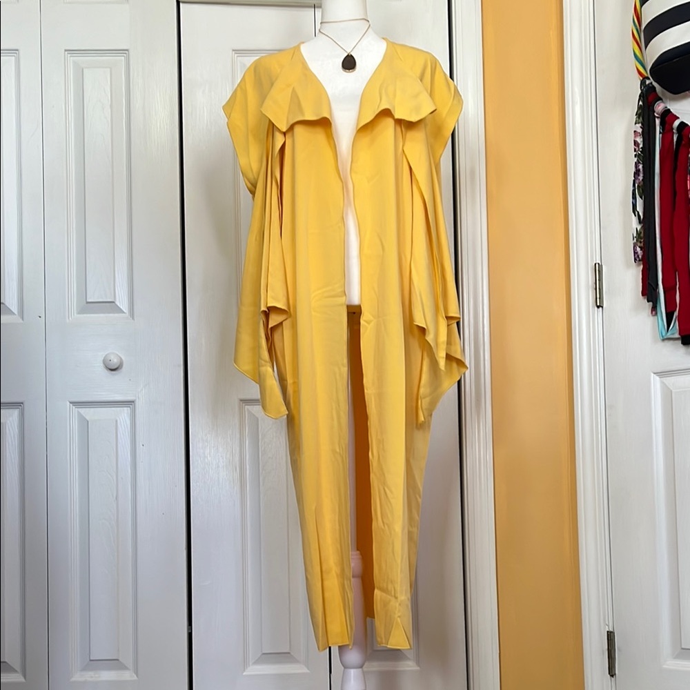 NWOT Women’s Rubin Singer Studio Crepe Knit Yellow Cardigan/Duster